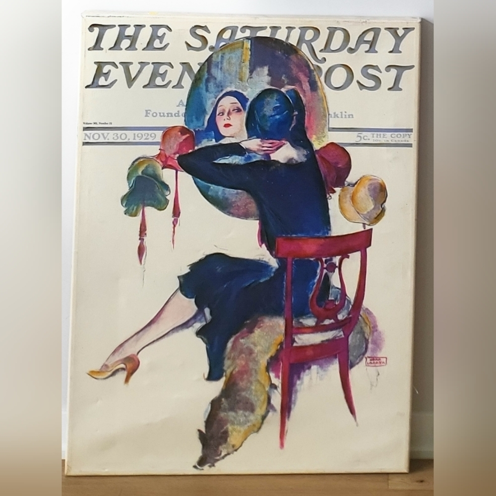 John La Gatta Hand Embelished Giclee. Saturday Evening Post Nov 30, 1929. 39 x29